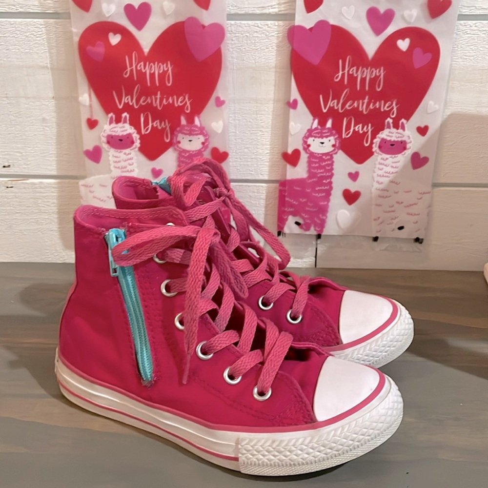 Dark Pink high top converse